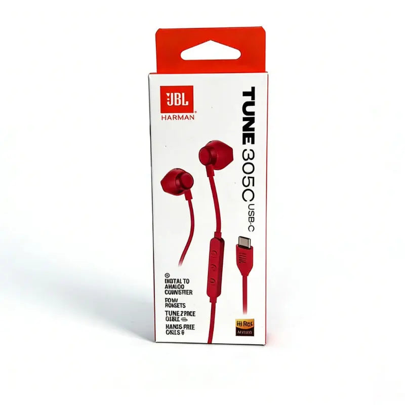 JBL TUNE305C Type C Wired Earphones Semi In-ear Headphones Plug And Play HiFi Stereo Earbuds For Android Smartphones