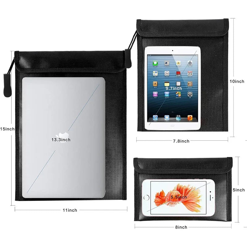 Upgraded Waterproof & Fireproof Faraday Bag for Car Keys, Cell Phone, Laptops Signal Shielding Anti-Hacking Radiation Protection