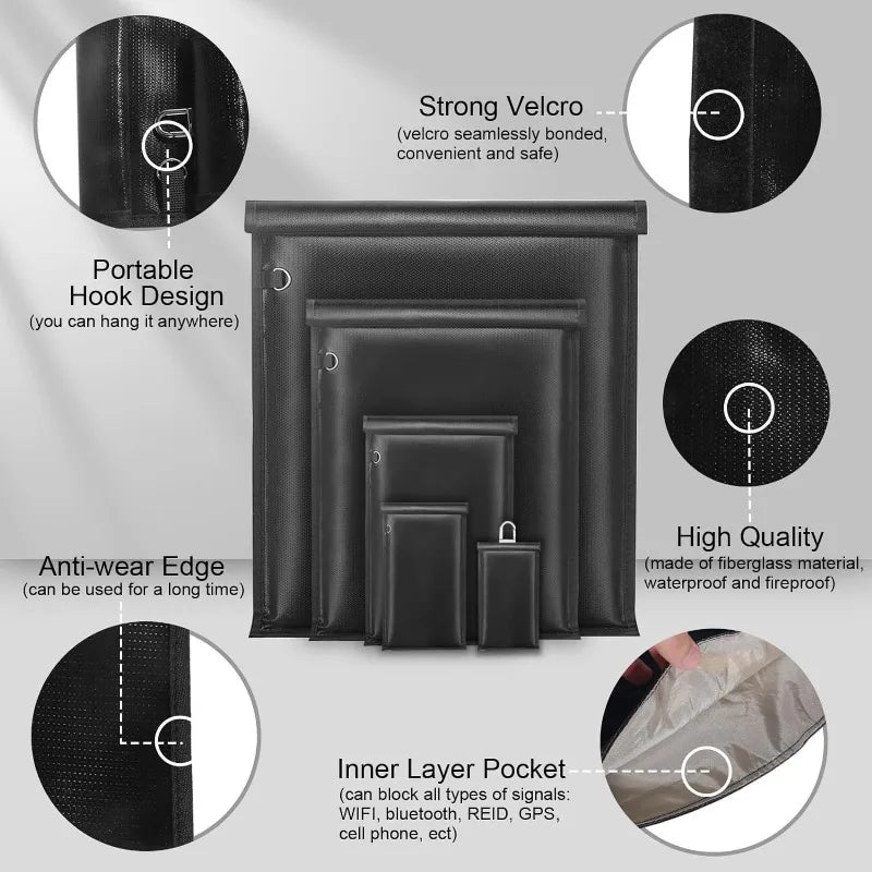 5 Pack Faraday Bags for Laptops,Tablets and Car Keys,Waterproof & Fireproof Faraday Bag RFID Blocking Pouch Signal Blocker Bag