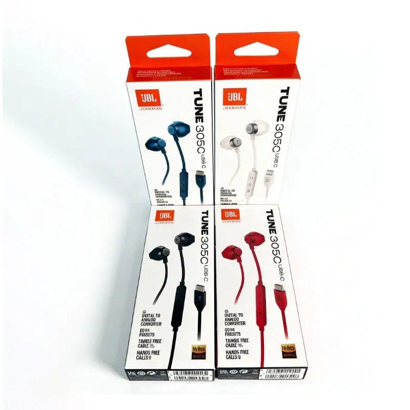 JBL TUNE305C Type C Wired Earphones Semi In-ear Headphones Plug And Play HiFi Stereo Earbuds For Android Smartphones