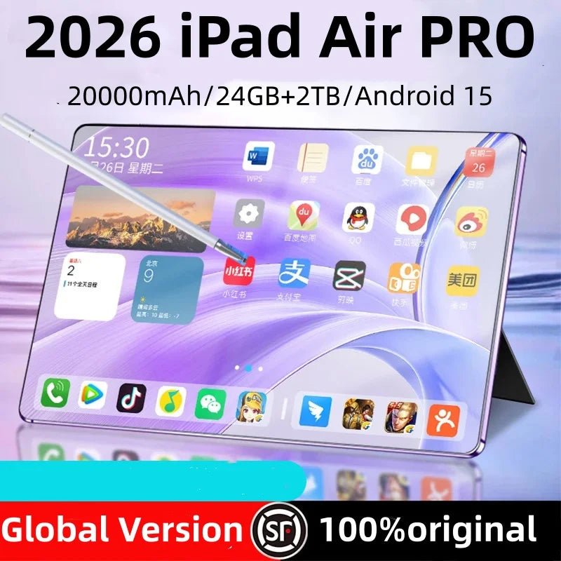 2026 iPad Air PRO 11 inch Tablet Android 16 GPS WIFI 24GB 2TB 20000mAh 5G DualCard Snapdragon 8gen3 10 Core Original Android Tab