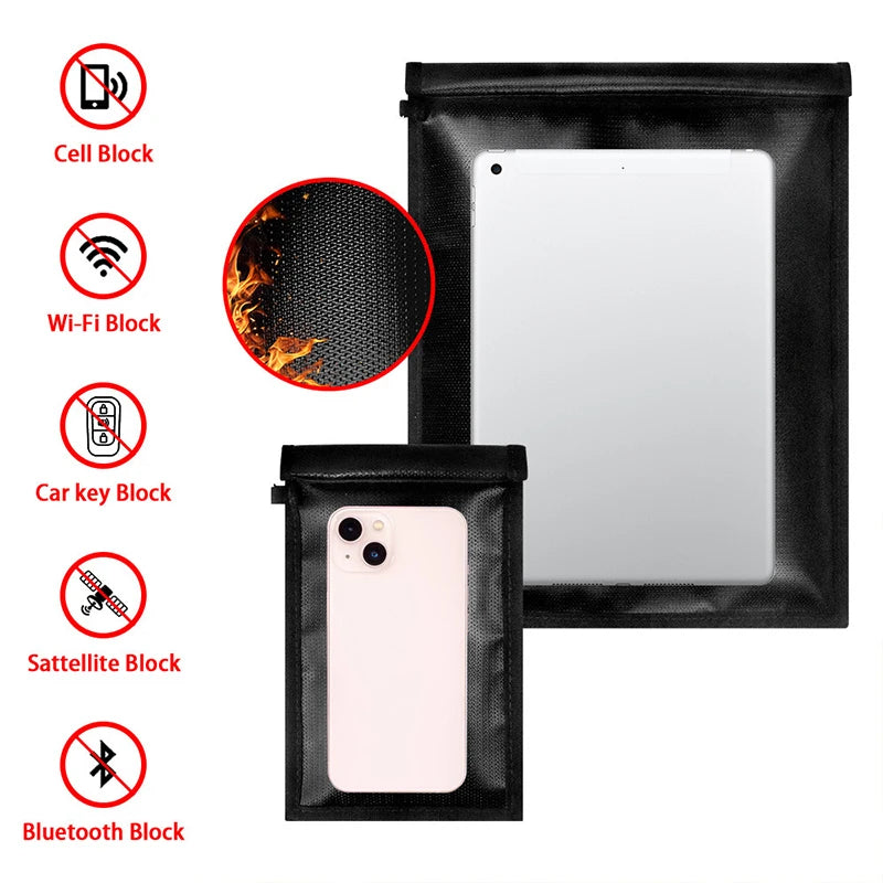 Fireproof Waterproof Faraday Bag Anti-Hacking Signal Blocker Storage Pouch Notebook Computer Faraday Bags For Phones & Key Fobs