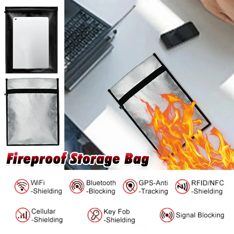 Fireproof Waterproof Faraday Bag Anti-Hacking Signal Blocker Storage Pouch Notebook Computer Faraday Bags For Phones & Key Fobs