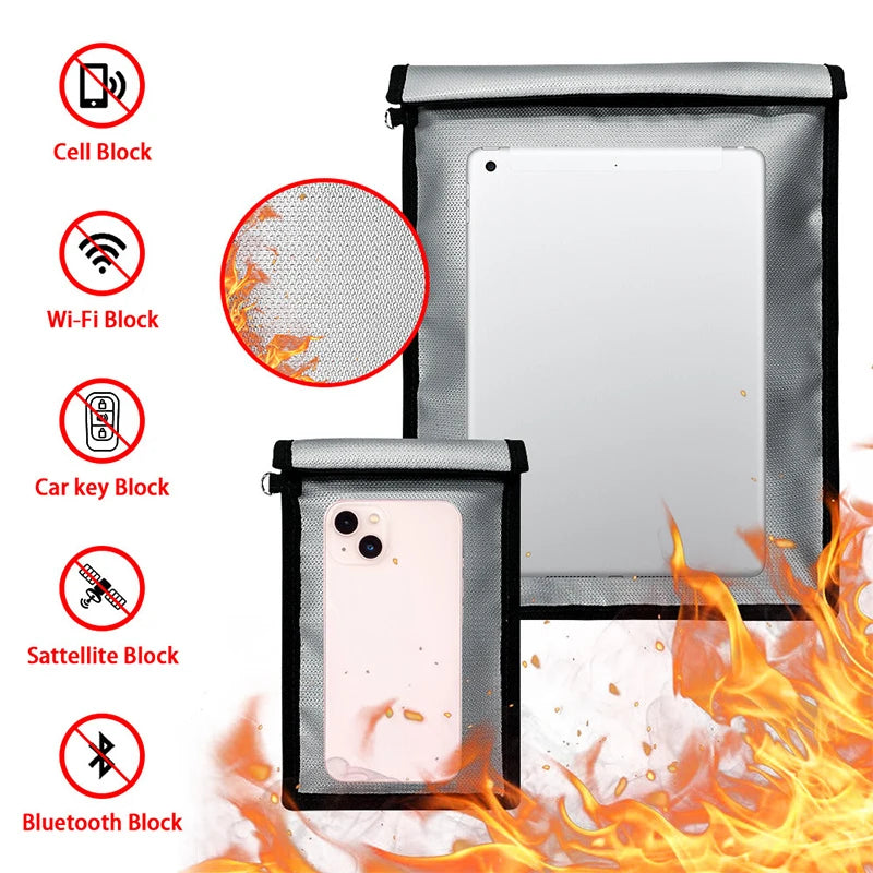 Fireproof Waterproof Faraday Bag Anti-Hacking Signal Blocker Storage Pouch Notebook Computer Faraday Bags For Phones & Key Fobs