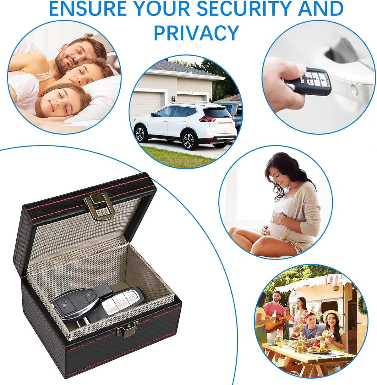 Faraday Bag/Box for Car Keys Signal Blocker Key Fob Protector Anti Theft RFID Shield Pouch for Keyless Entry Vehicle Security