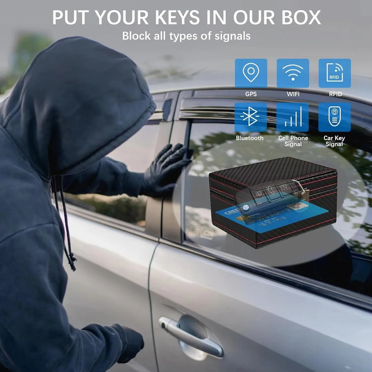 Faraday Bag/Box for Car Keys Signal Blocker Key Fob Protector Anti Theft RFID Shield Pouch for Keyless Entry Vehicle Security