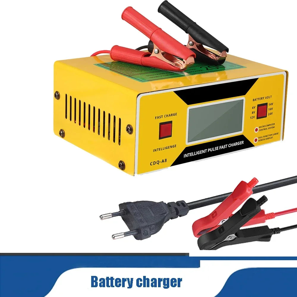 Car Battery Charger 6V 8V 12V 14V 24V 0-10A Digital Display Battery Charger With Cable Smart Automotive Charger