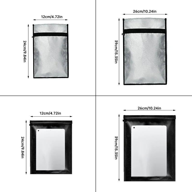 Fireproof Waterproof Faraday Bag Anti-Hacking Signal Blocker Storage Pouch Notebook Computer Faraday Bags For Phones & Key Fobs
