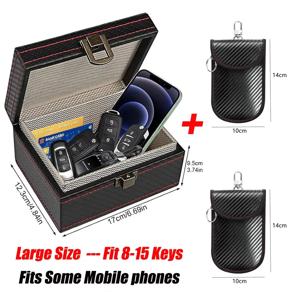 Faraday Bag/Box for Car Keys Signal Blocker Key Fob Protector Anti Theft RFID Shield Pouch for Keyless Entry Vehicle Security