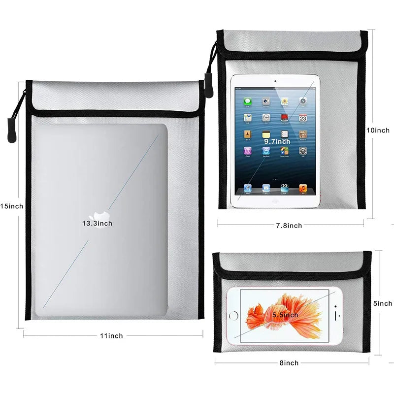 Upgraded Waterproof & Fireproof Faraday Bag for Car Keys, Cell Phone, Laptops Signal Shielding Anti-Hacking Radiation Protection